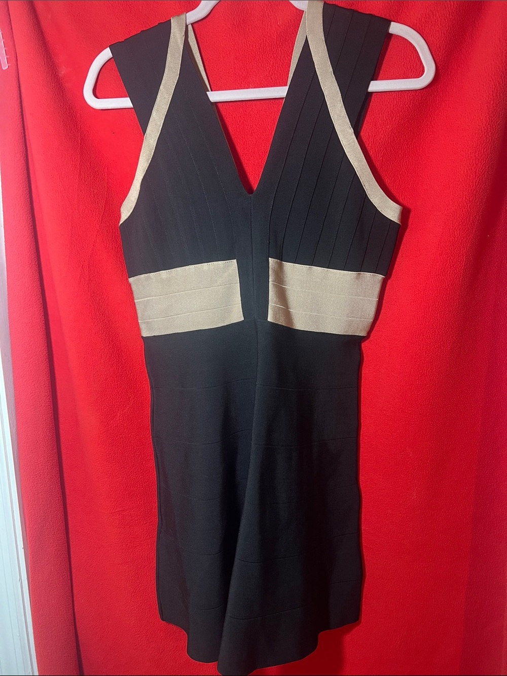 Source Unknown Black and Gold Midi Dress